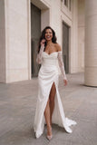 Mermaid Sweep-Brush Train Lace Elastic Cloth Wedding Dress CW3455