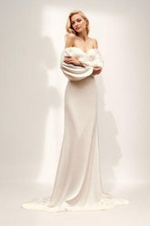 Mermaid Sweep-Brush Train Elastic Cloth Wedding Dress CW3456 - COCOMELODY