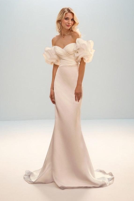 Mermaid Sweep-Brush Train Organza Wedding Dress CW3458 - COCOMELODY