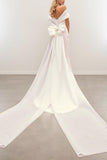 Trumpet-Mermaid Sweep-Brush Train Satin Wedding Dress CW3459 - COCOMELODY