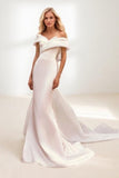 Trumpet-Mermaid Sweep-Brush Train Satin Wedding Dress CW3459 - COCOMELODY