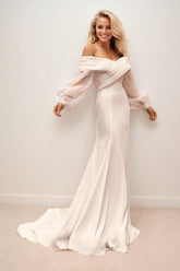 Mermaid Sweep-Brush Train Elastic Cloth Wedding Dress CW3460 - COCOMELODY