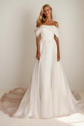 A-Line Court Train Organza Wedding Dress CW3465 - COCOMELODY