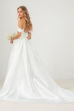 A-Line Court Train Satin Wedding Dress CW3466 - COCOMELODY