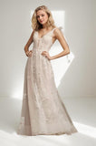 A-Line Sweep-Brush Train Lace Tulle Wedding Dress CW3470 - COCOMELODY