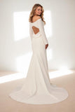 Sheath-Column Chapel Train Elastic Cloth Wedding Dress CW3475 - COCOMELODY