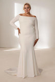 Sheath-Column Chapel Train Elastic Cloth Wedding Dress CW3475 - COCOMELODY