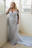 Sheath-Column Court Train Elastic Cloth Wedding Dress CW3485 - COCOMELODY