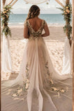 A-Line Court Train Lace Tulle Wedding Dress CW3509 - COCOMELODY