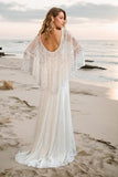 Sheath-Column Sweep-Brush Train Lace Wedding Dress CW3523 - COCOMELODY