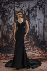 Trumpet-Mermaid Chapel Train Stretch Satin Lace Wedding Dress CW3530 - COCOMELODY