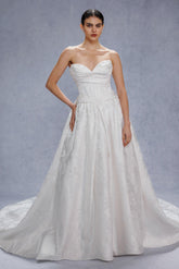 Ball Gown Court Train Jacquard Satin Wedding Dress CW3531 - COCOMELODY