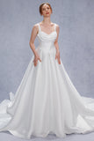 A-Line Court Train Mikado Wedding Dress CW3535 - COCOMELODY