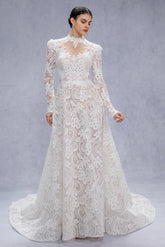 A-Line Court Train Lace Tulle Wedding Dress CW3538 - COCOMELODY