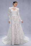 A-Line Court Train Lace Tulle Wedding Dress CW3538 - COCOMELODY