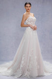 A-Line Court Train Lace Tulle Wedding Dress CW3539CR - COCOMELODY