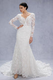 Trumpet-Mermaid Court Train Lace Tulle Wedding Dress CW3540 - COCOMELODY