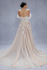 A-Line Court Train Lace Tulle Wedding Dress CW3542 - COCOMELODY