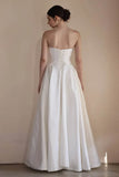 A-Line Floor Length Satin Wedding Dress CW3549 - COCOMELODY