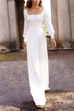 Square Floor Length Chiffon Wedding Jumpsuit CW3556 - COCOMELODY