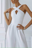 Halter Floor Length Elastic Cloth Wedding Jumpsuit CW3564 - COCOMELODY
