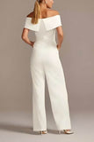Off The Shoulder Floor Length Elastic Cloth Wedding Jumpsuit CW3566 - COCOMELODY