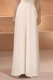 V-Neck Floor Length Lace Chiffon Wedding Jumpsuit CW3569 - COCOMELODY
