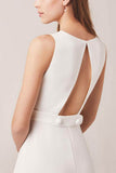 Bateau Floor Length Chiffon Wedding Jumpsuit CW3579 - COCOMELODY
