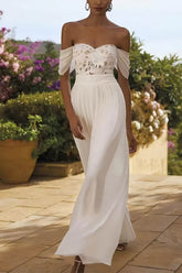 Sweetheart Floor Length Lace Chiffon Wedding Jumpsuit CW3583 - COCOMELODY