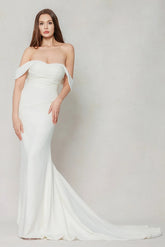 Trumpet-Mermaid Court Train Stretch Satin Wedding Dress CW3604 - COCOMELODY