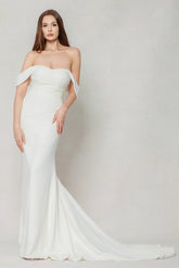 Trumpet-Mermaid Court Train Stretch Satin Wedding Dress CW3604 - COCOMELODY