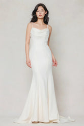 Trumpet-Mermaid Sweep-Brush Train Stretch Satin Wedding Dress CW3605 - COCOMELODY