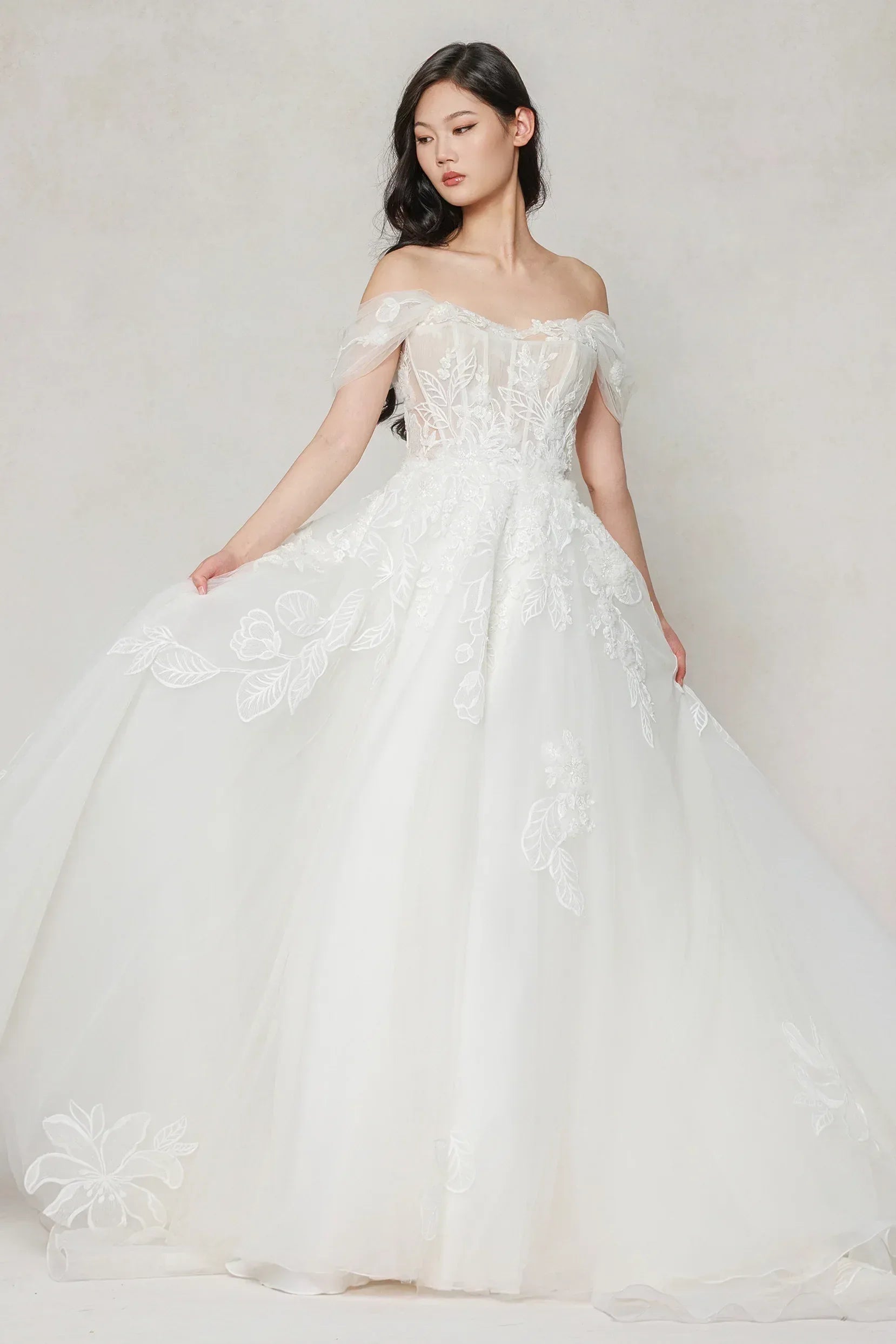 A-Line Court Train Tulle Wedding Dress CW3614 - COCOMELODY