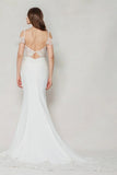 Trumpet-Mermaid Court Train Stretch Satin Wedding Dress CW3617 - COCOMELODY