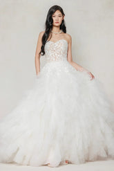 A-Line Court Train Tulle Wedding Dress CW3620 - COCOMELODY
