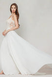 A-Line Court Train Chiffon Wedding Dress CW3625 - COCOMELODY