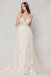A-Line Sweep-Brush Train Tulle Wedding Dress CW3627 - COCOMELODY