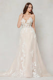 A-Line Sweep-Brush Train Tulle Wedding Dress CW3627 - COCOMELODY