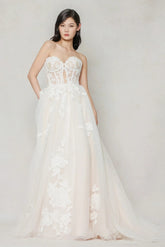 A-Line Court Train Tulle Wedding Dress CW3634 - COCOMELODY