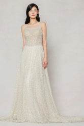 A-Line Court Train Lace Wedding Dress CW3635 - COCOMELODY