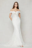 Trumpet-Mermaid Court Train Lace Wedding Dress CW3637 - COCOMELODY