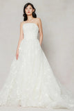A-Line Court Train Stretch Satin Lace Tulle Wedding Dress CW3638 - COCOMELODY