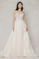 A-Line Court Train Tulle Wedding Dress CW3640 - COCOMELODY