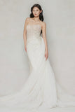 Trumpet-Mermaid Court Train Lace Tulle Wedding Dress CW3645 - COCOMELODY