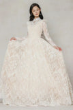 A-Line Chapel Train Lace Tulle Wedding Dress CW3646 - COCOMELODY