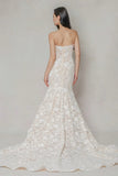 Trumpet-Mermaid Chapel Train Lace Tulle Wedding Dress CW3647 - COCOMELODY