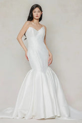 Trumpet-Mermaid Court Train Mikado Wedding Dress CW3650 - COCOMELODY