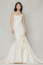 Trumpet-Mermaid Court Train Satin Wedding Dress CW3651 - COCOMELODY