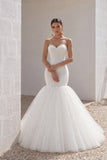 Trumpet-Mermaid Chapel Train Tulle Wedding Dress CWLT16008