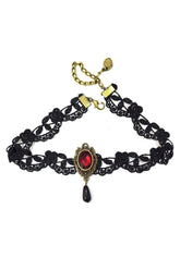 Lace and Alloy Necklaces with Crystals CX0047 - COCOMELODY